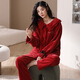 Fenton Pajamas Wedding Newlyweds Couple Set Red Winter Coral Velvet Men's and Women's Exquisite Autumn and Winter Flannel Couple Pajamas MX6620 Female 2XL