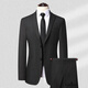 Hengyuanxiang wool suit men's suit Middle-aged men's autumn and winter business casual formal wear professional high-end suit wedding dress 2383 - black and gray strips L (175) pants default size 34 - for other sizes, please leave a message about your waist size or contact customer service