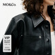 MO&Co.edition Xiaohongshu's popular MOCO jacket 2025 spring new rock plain leather fashion waist-fitting short shirt jacket black xXS/155