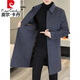 Pierre Cardin Winter Woolen Coat Men's Lapel Long Woolen Windbreaker Double-sided Woolen Coat Men's 6807 Black Double-sided Woolen + Down Liner XL 180