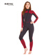 KLeYOU wetsuit for men and women split warm one-piece surfing suit swimsuit wetsuit waterproof mother 3mm thick sun protection diving equipment red black-3mm women's model front opening M