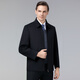 Hengyuanxiang 100% Wool Jacket Men's Spring Autumn and Winter Middle-aged Men's Dad's Clothes Leading Cadres Casual Woolen Wool Jacket Navy Blue Zipper Style L (175)