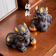 Xixi Taitai purple clay Pixiu tea pet ornaments can be used to raise light luxury high-end tea sets, tea table decorations on the tea table, lucky tea play, purple sand lucky star Gaozhao - male and female pair