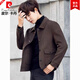 Pierre Cardin wool short coat men's coat autumn and winter woolen jacket thickened lapel British style double-sided velvet jacket coffee color high quality XL recommended 130-150Jin Jin equals 0.5 kg