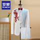 Luo Meng white embroidered suit singer performance suit male emcee host men's chorus dress men's suit suit green fruit collar suit jacket + pants + girdle + bow tie 2XL height 185 weight 175Jin Jin is equal to about 0.5 kg
