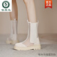 Woodpecker chimney Martin boots for women for summer thin breathable mesh hollow sandals 2025 new thick-soled short boots Roman sandals beige high tube 35