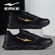 Hongxing Erke Sportschuhe Herbst und Winter Neue wasserabweisende Studentenschuhe Lederpolsterung Anti-Rutsch-Schwarz Lässige Joggingschuhe Herren Black King Gold 3291 (Mesh-Stil) 43