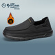 Goldlion men's shoes 25 new winter style plus velvet, warm, fashionable and comfortable slip-on casual shoes G553510123AAL black 41