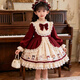 Kafanli (KafanIi) Girls Lolita Princess Dress 25 New Children's Birthday Dress Western Style Baby Girl Dress Autumn and Winter Burgundy 265 Velvet No Accessories 130 cm