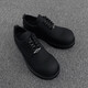 Amaodun round toe shoes for men, young people, casual business men's shoes, commuting British style black matte big-toe derby shoes, black matte inner height increase 43