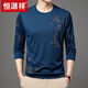 
Hengyuanxiang men's summer ice silk long-sleeved T-shirt thin round neck 2024 new middle-aged men's base shirt T-shirt trend Shangqing 6625 165M