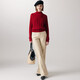 PALUOPO25 winter new solid color half turtleneck cable women's pure cashmere sweater pullover warm sweater ET20067R bright red clip flower M (100)