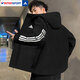 Adidas (adidas) cotton clothing for men 25 winter new sportswear windproof hooded cotton clothing jacket outdoor warm sports cotton clothing black / new large cotton clothing / store manager's main recommendation 3XL recommended weight 200Jin Jin equals 0.5kg -220Jin Jin equals 0.5kg
