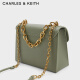 CHARLES/KEITH flip chain bag women's bag shoulder bag crossbody bag women CK2-80701061-1SageGreen gray green S