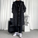ROMON men's windbreaker mid-length black coat high-end coat business long autumn and winter men's black XL