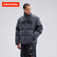 SPRAYGROUND Shark Mouth Winter Removable Sleeve Down Jacket Men's Stand Collar Thickened White Duck Down Jacket Dark Gray S