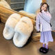 Xianzheyi Girls' Furry Slippers 2023 Winter New Indoor Non-Slip Slippers Western Style Children's Outerwear Warm Cotton Slippers Beige 28