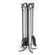 PILGRIM 83cm wrought iron fireplace tools 5-piece set black manual stove tools