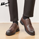 Pull back men's shoes leather shoes men's texture business casual shoes soft sole black derby shoes 2155 brown 42