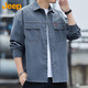 JEEP Jeep shirt men's long-sleeved autumn and winter casual loose jacket work wear trendy shirt men's dark gray 2XL