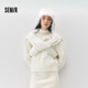 Same style as Semir shopping mall | Senrou Semir sweater for women winter short cable tie round neck loose 2025 new retro sweater milk white 10501 S