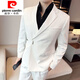 Pierre Cardin Autumn and Winter Light Mature Style Casual Suit Men's Suit Trendy Diagonal Buckle Personalized Slim Small Suit High-end Korean Version White Single-piece Suit 2XL