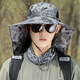 Hat Men's Summer Jungle Personalized Face Covering Mosquito-Repellent Large Brim Hat Outdoor Fishing Breathable Sun Protection Sunshade Hiking Hat Ink Shawl Gray One Size