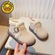 G.duck girls Martin boots 2024 winter new velvet warm cotton shoes little girls short boots soft sole large cotton snow boots off-white 26