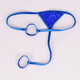 He Jiagong men's sexy thong men's ice silk double circle underwear sexy open crotch temptation T pants blue