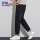 ROMON jeans men's elastic pants men's autumn and winter straight casual pants men's slim trousers black 32