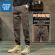 JEANSWEST Casual Pants Men's 2025 Autumn and Winter New Style Velvet Thickened Elastic Waist Leg Loose Sports Workwear Pants Men 689 Camel Regular L 110-130Jin Jin is equal to 0.5 kg