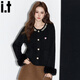 CHOCOOLATE it women's trendy brand black temperament small fragrance jacket for women 2025 autumn and winter high-end short sweater cardigan for women black one size