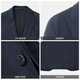 Jinlilai [50% de lana] 24 Traje para hombres de otoño e invierno con una chaqueta de negocios elástica elástica de cuello delgado gris azul 50a