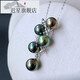 Chi Xing black and white gold pearl Tahitian black pearl pendant seawater pearl necklace 18K gold diamond mixed color gift for wife K yellow diamond style (9-10mm)
