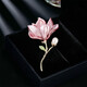 QUAMER gold store style Chinese style magnolia brooch, elegant and exquisite, high-end women's new fashion temperament brooch, pink 3.4*5.8cm