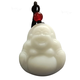 Sadoro Deep Sea Ancient Jade Amulet Pendant White Jade Buddha Maitreya Buddha Pendant Holiday Gift for Men and Women Comes with Certificate Approximately 22.9 grams (including rope)