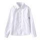 Xin Yueqing Spring and Autumn Boys' Pure Cotton White Shirt Primary and Secondary School Uniforms Children's Performance Clothes Girls College Style White Shirt Women's No Pockets Round Neck Loose Version Plus Velvet (Fat Treasure) 150 cm