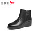 Red Dragonfly wedge heel mom boots 25 winter women's shoes cowhide plus velvet warm leather shoes for middle-aged and elderly women's short boots WJC45631 black 40