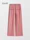 Laur l sheep wool 25 autumn new classic commuter wide-leg suit pants LWD366K00500 lotus root pink XS