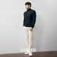 Sanheer Herbst und Winter Vielseitiges Basishemd verdickte weiche und Vlies Stoff Herrenschildkragenpullover Langarm T-Shirt Top DAT826 Off-White M /48