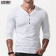 Fanshu Henry shirt long-sleeved T-shirt for men, low-neck American retro bottoming shirt, tight-fitting top, large V-neck spring and autumn style, white M 90-118Jin Jin equals 0.5 kg