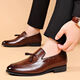 Li Shangduo men's four-season leather shoes without laces men's leather shoes black British summer breathable pointed toe men's leather shoes men's versatile black 9923 38