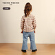 Teenie Weenie Kids bear children's clothing autumn baby girl classic plaid lace lapel cotton shirt burgundy 90cm