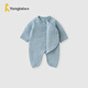 Tongtai (TONGTAI) baby jumpsuit autumn and winter pure cotton warm newborn clothes baby jacquard butterfly harem blue 59cm