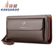 Kangaroo [Popular Flagship] Men's Clutch Double Zipper Clutch Men's Business Casual Large Capacity Clutch Bag Wrist Bag Black
