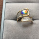 Ancient Canadian new other/other natural crystal/semi-precious stone gold ring ammolite stone ring