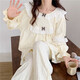 Pajama de tulx para el palacio de mujeres estilo Autumn Women's Sweet Sweet Small 2023 Nuevo algodón de manga larga Ropa para el hogar de primavera y otoño Color de albaricoque 6210#[33y] L 95-115Jin [Jin equivale a 0.5 kg]