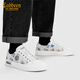 Carbin men's shoes genuine summer new breathable casual board shoes men's fashionable low-top canvas shoes men's printed shoes men's trendy shoes white 40 [=sports shoes size 41]