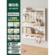 Solid wood hole board entrance door porch wall storage rack wall panel wall wooden hanging board storage wall complete set of combination warm white 60X80CM wall storage unique style