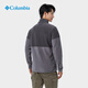 Columbia Outdoor Men's Simple Stand Collar Fashion Jacket Warm and Comfortable Fleece Jacket AE0560 023 City Gray and Shark Black L(180/100A)